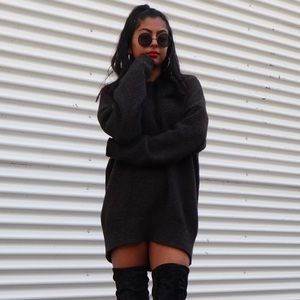 Dark grey knit sweater dress